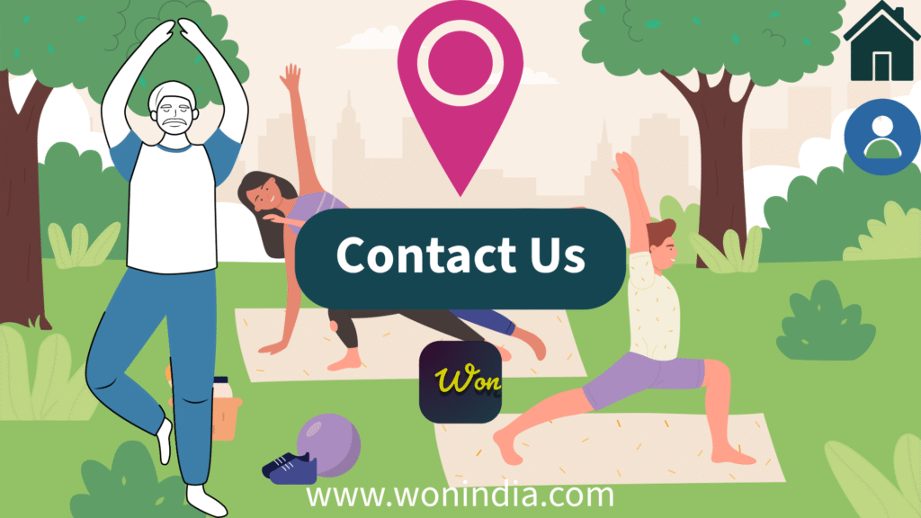 A contact wonindia.com displays a vibrant platform, offering exclusive Cobra Yoga content. With a striking green and pink design, the modern and clean layout highlights the unique Cobra Yoga experience, inviting yoga enthusiasts to connect.